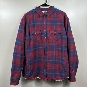 KUHL Women’s Sherpa Lined Flannel Jacket Size XL - Red Plaid - Button Up